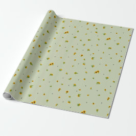 Papel De Presente Soft Olive Japanese Sunflower Floral Pattern クッション