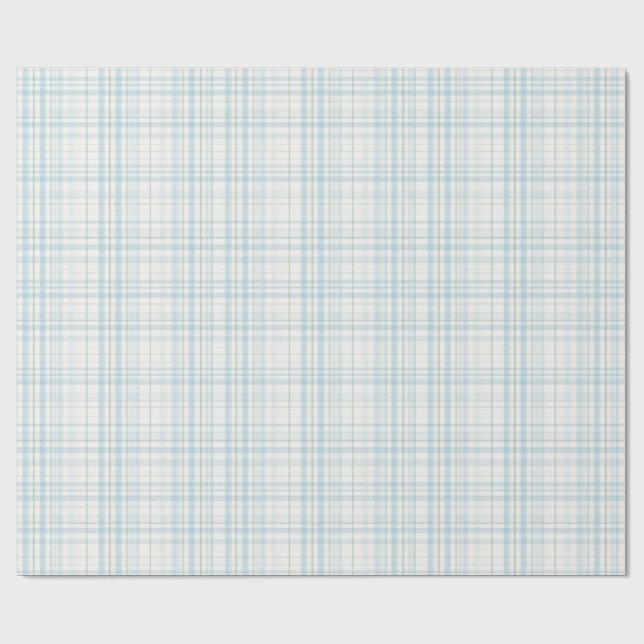 Papel De Presente Soft Pastel Blue Linen Plaid (Aberto)