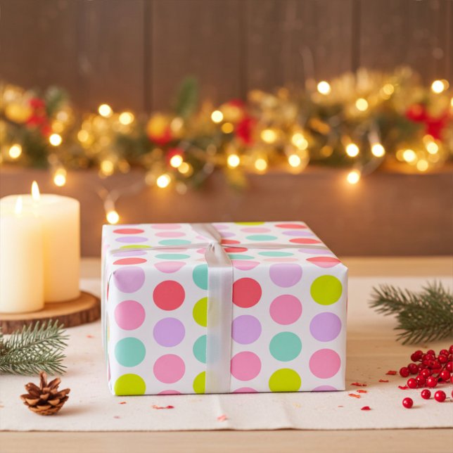 Papel De Presente Soft Pastel Polka Dots Pattern (Criador carregado)