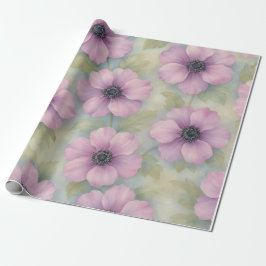 Papel De Presente Soft Pink Botanical Floral Wrapping Paper