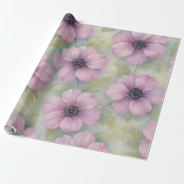 Papel De Presente Soft Pink Botanical Floral Wrapping Paper