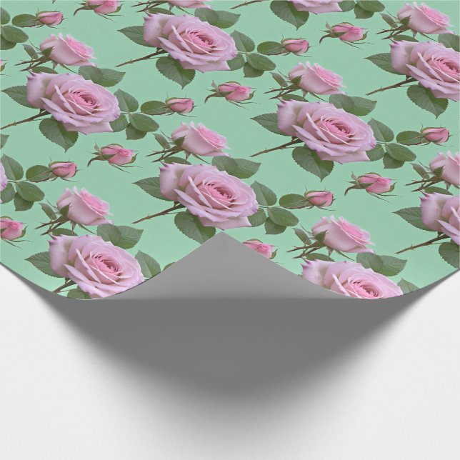 Papel De Presente Soft Pink Roses With Subtle Lavender Highlights  (Ponta)