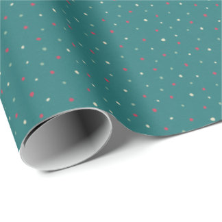 Papel De Presente Soft Red & Green Hand-Drawn Polka Dots