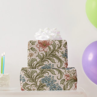Papel De Presente Soft Scrollwork Garden Floral Pattern