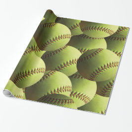 Papel De Presente Softball amarelo coberto