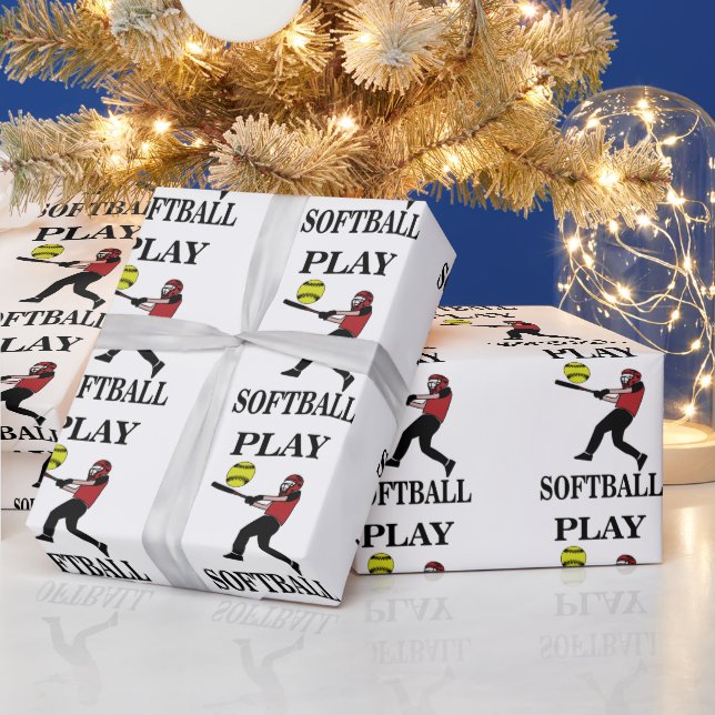Papel De Presente Softball Player Play (Feriados)
