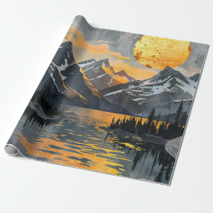 Papel De Presente Sol Dourado Sobre Montanhas Nevadas – Boho Wildern