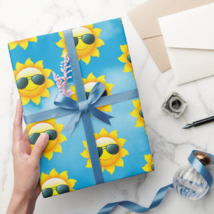 Papel De Presente Sol Feliz Com Óculos De Sol