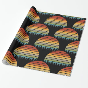 Papel De Presente sol listrado da Multi-cor com árvores Thunder_Cov