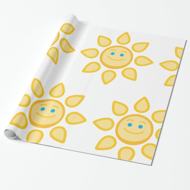 Papel De Presente Sol Sorridente Feliz Luz do Sol (Desenrolado)