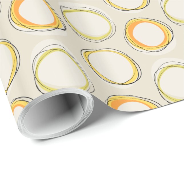 Papel De Presente Solar Eclipse Mid-Century Modern - Black lines (Ponta do rolo)