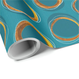Papel De Presente Solar Eclipse Mid-Century Modern - Blue and Gold