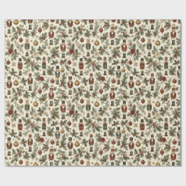 Papel De Presente Soldado Esquilo de Natal Vintage Floral
