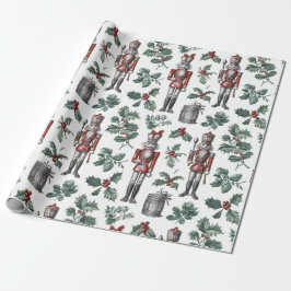 Papel De Presente Soldados de Natal Vermelhos e Verdes Vintage Nostá