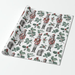 Papel De Presente Soldados de Natal Vermelhos e Verdes Vintage Nostá