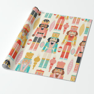 Papel De Presente Soldados e ornamentos de Noz-crackers Padrão Invis