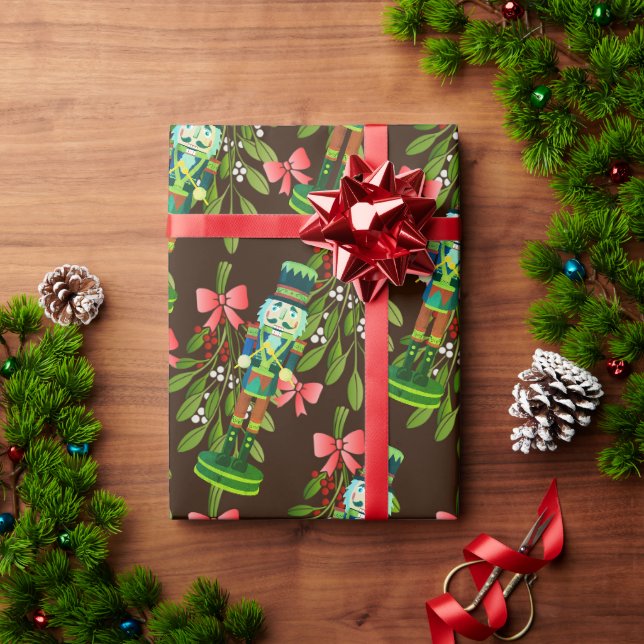 Papel De Presente Soldados quebra-nozes e visco (Presente de Natal)