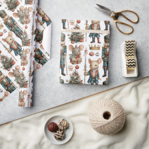 Papel De Presente Soldados Ratos em Cena Festiva