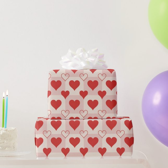 Papel De Presente Solid and Outline Hearts Wrapping Paper (Presentes para festas)