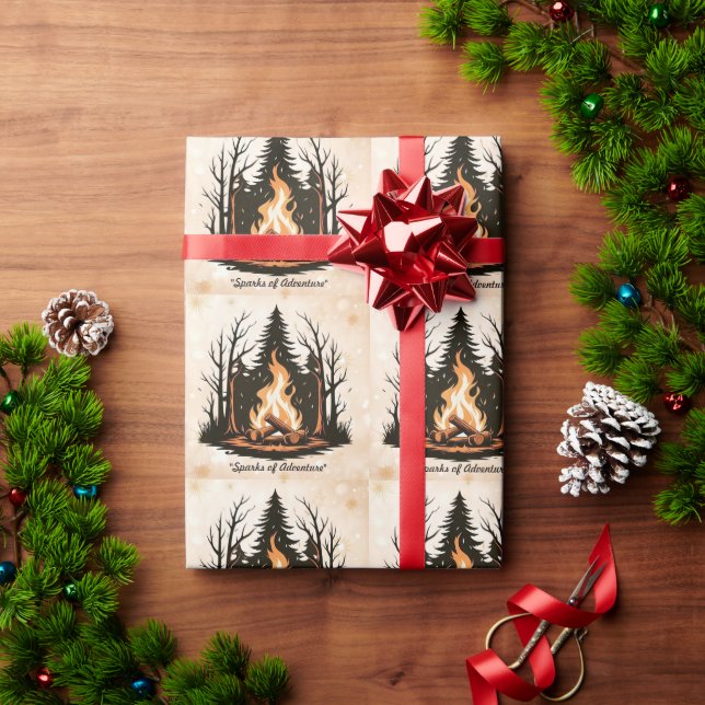 Papel De Presente "Solid Background Campfire" (Presente de Natal)