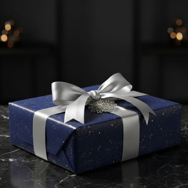 Papel De Presente Solid Navy Blue Gift Wrap Paper with Gold Paint (Criador carregado)