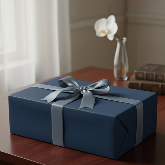 Papel De Presente Solid Navy Blue Matte Gift Wrap Paper (Criador carregado)