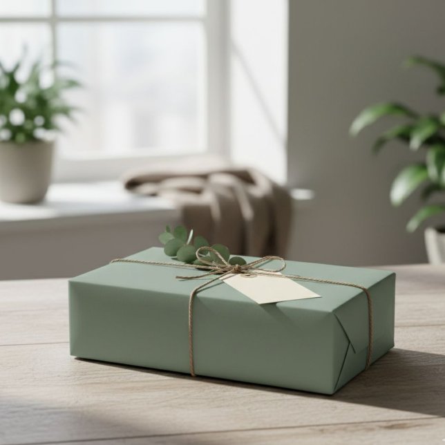 Papel De Presente Solid Sage Green Matte Gift Wrap Paper (Criador carregado)
