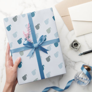 Papel De Presente Solitude, Elegante Abstrato Azul e Padrão de Cinza