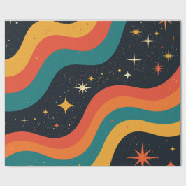 Papel De Presente Sonho Cósmico Vintage Groovy Ondulado Retro dos An