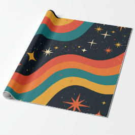 Papel De Presente Sonho Cósmico Vintage Groovy Ondulado Retro dos An