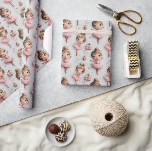Papel De Presente Sonho de Bailarina Rosa com Tutus