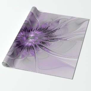 Papel De Presente Sonho de Flor de Lavanda Arte Fractal Abstrato Mod