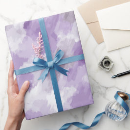 Papel De Presente Sonho de Lavanda Suave Padrão Abstrato Branco Névo