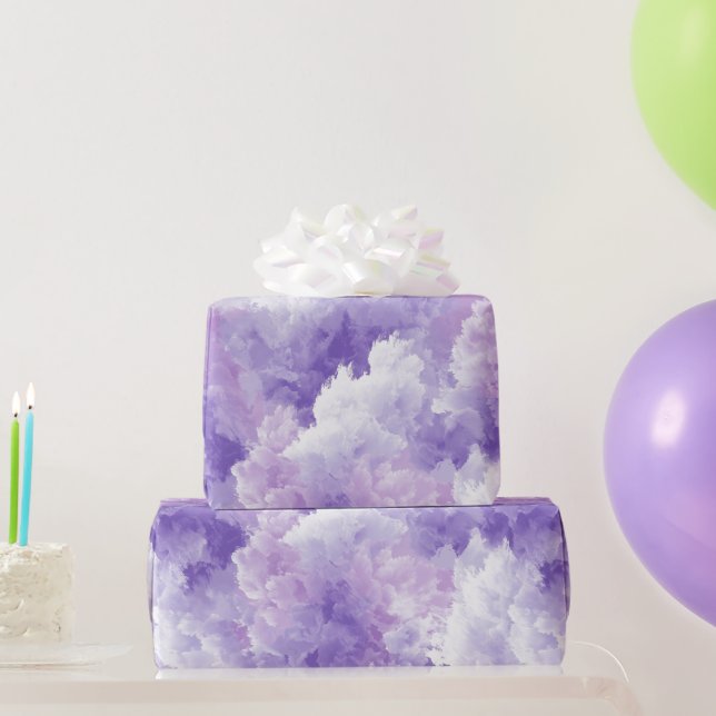 Papel De Presente Sonho de Lavanda Suave Padrão Abstrato Branco Névo (Presentes para festas)