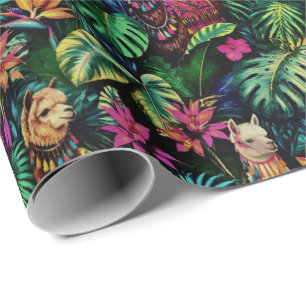 Papel De Presente Sonho de Llama na Selva Padrão de Superfície Perfe