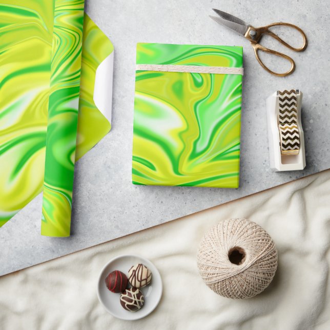 Papel De Presente "Sonho Mcerto: as espirais suaves da mármore verde (Artesanato)