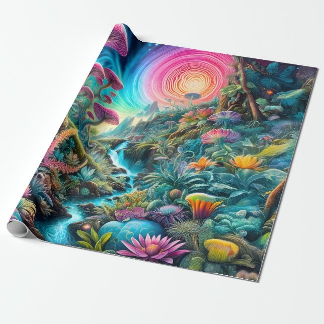 Papel De Presente Sonho Psicodélico Encantado (Desenrolado)