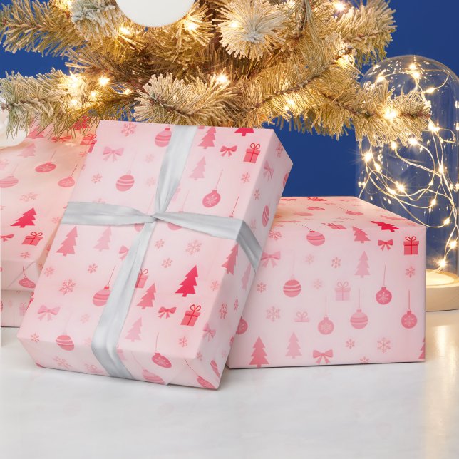 Papel De Presente Sonhos de Açúcar Rosa Natal (Feriados)