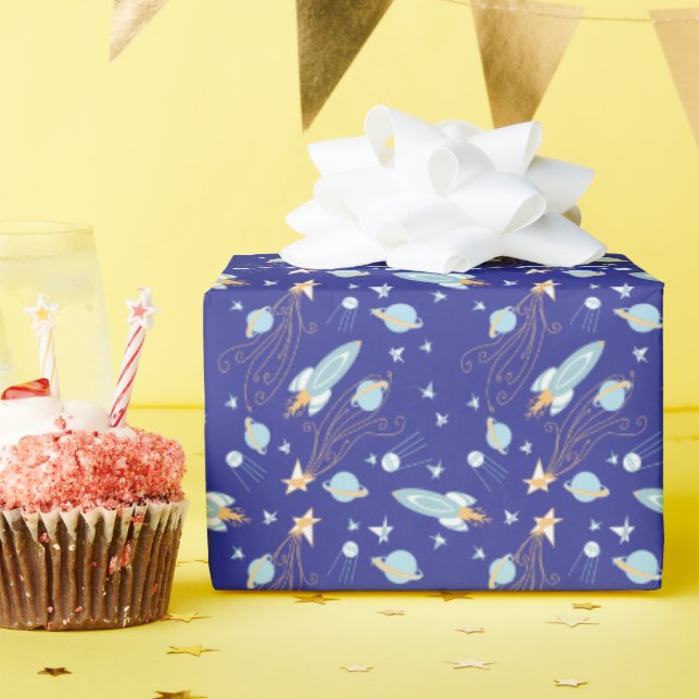 Papel De Presente Sonhos do Espaço Azul (Festa de aniversário)