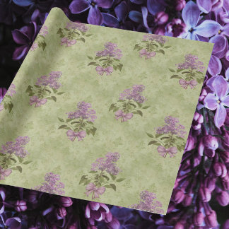 Papel De Presente Sonhos Lilás de Damasco Verde Antigo para Todas as