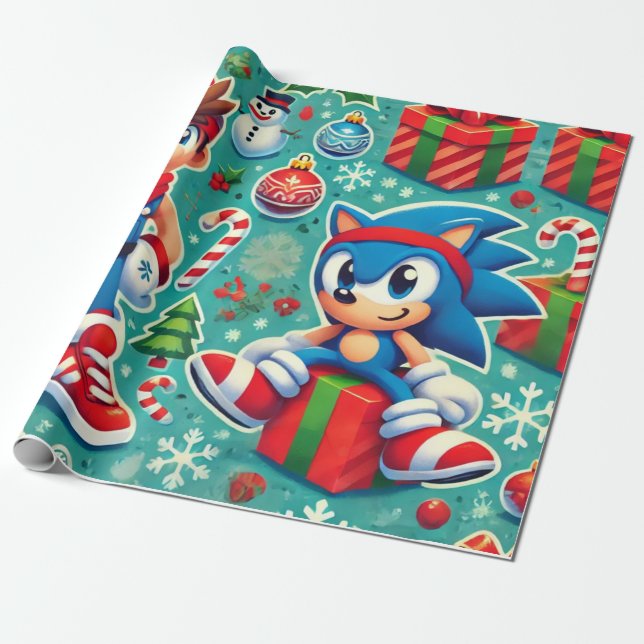 Papel De Presente Sonic, o natal do ouriço (Desenrolado)