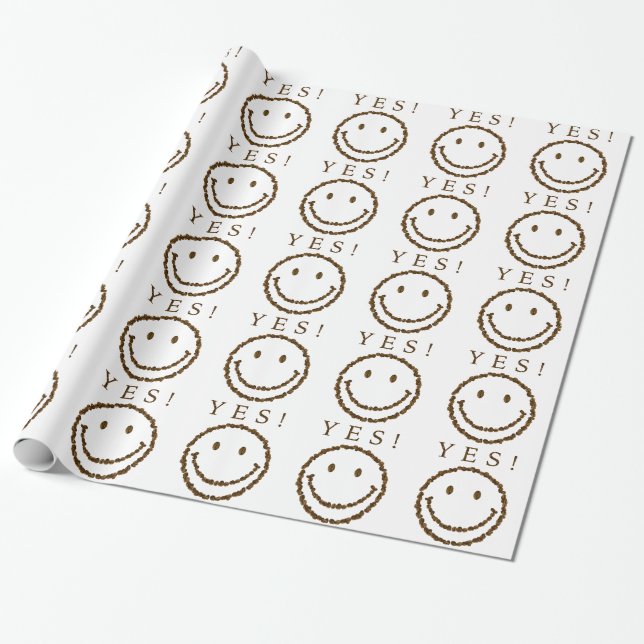 Papel De Presente Sorria com feijões de café (Desenrolado)