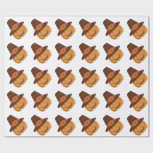 Papel De Presente Sorriso de Abóbora de Peregrino de Ação de Graças