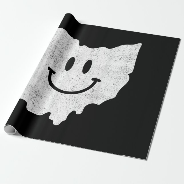 Papel De Presente Sorriso em OH - Engraçado Rosto Feliz de Ohio (Desenrolado)