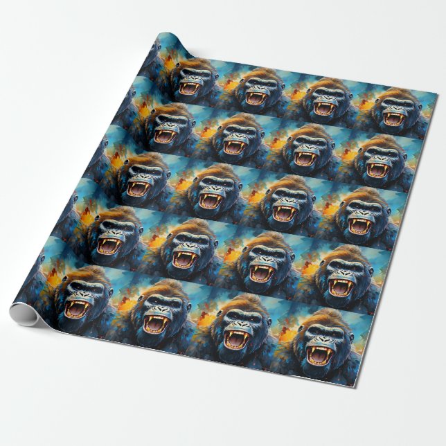 Papel De Presente Sorriso Gorila (Desenrolado)