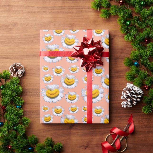Papel De Presente Sorrisos Alegres de Camomilas (Presente de Natal)
