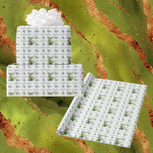 Papel De Presente Sortudo no Amor Trevo de Água Verde Esmeralda