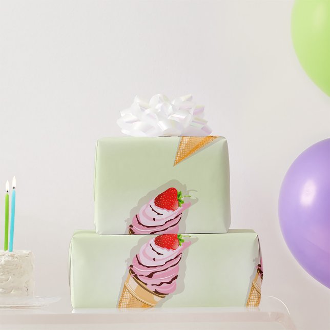 Papel De Presente Sorvete Com Morango (Criador carregado)