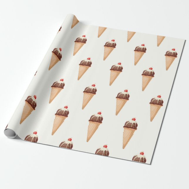 Papel De Presente Sorvete Cone (Desenrolado)