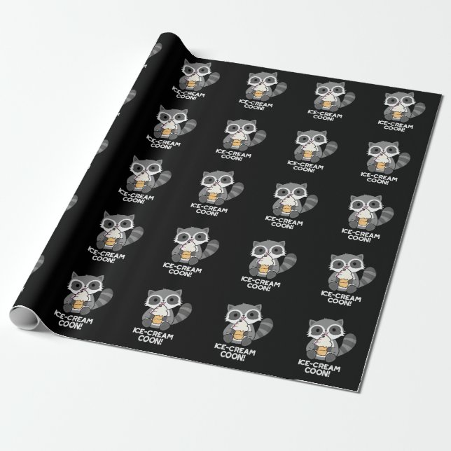 Papel De Presente Sorvete Coon Funny Animal Racoon Dark BG (Desenrolado)